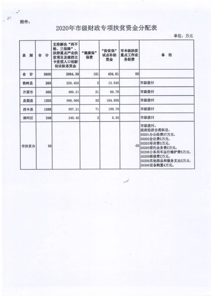 关于下达2020年市级财政专项扶贫资金的通知3